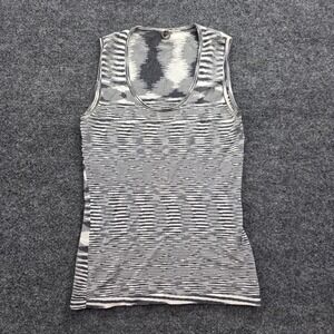 One Girl Who Knit Tank Top Ikat Geometric Shell Sleeveless Small Black White S
